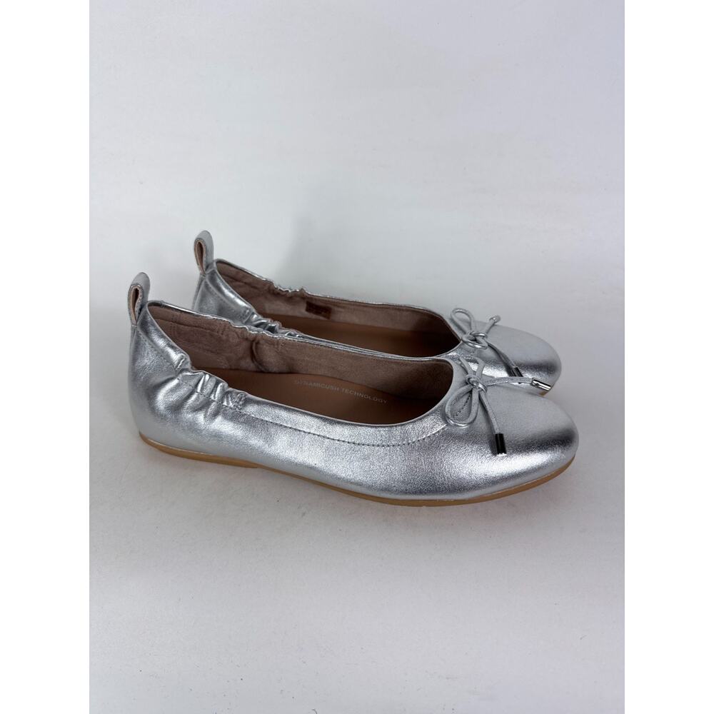 FitFlop Allegro Ballet Pumps Women's 7 Silver Metallic Leather Bow Classic - Picture 2 of 10